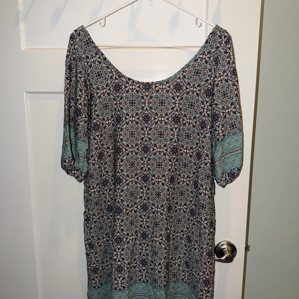 Pink & Blue Women’s Scoop Neck Tunic Maternity Dress